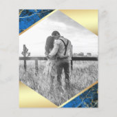 Papier Faire-part de mariage photo budget bleu royal marb (Dos)