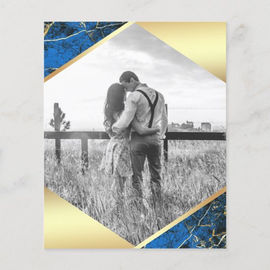 Papier Faire-part de mariage photo budget bleu royal marb (Dos)