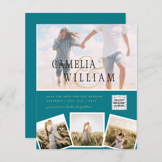 Papier FAIRE-PART DE MARIAGE photo BUDGET Date d'enregist (Devant / Derrière)