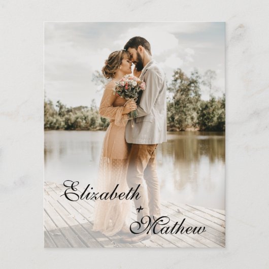 Papier Faire-part de mariage photo Budget Elegant Script  (Devant)