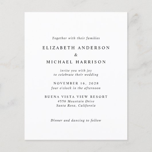 Papier Faire-part de mariage photo de script chic (Dos)