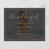 Papier Faire-part de mariage photo de script Gold Budget (Devant)