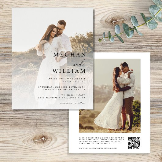 Papier Faire-part de mariage photo du code QR du budget