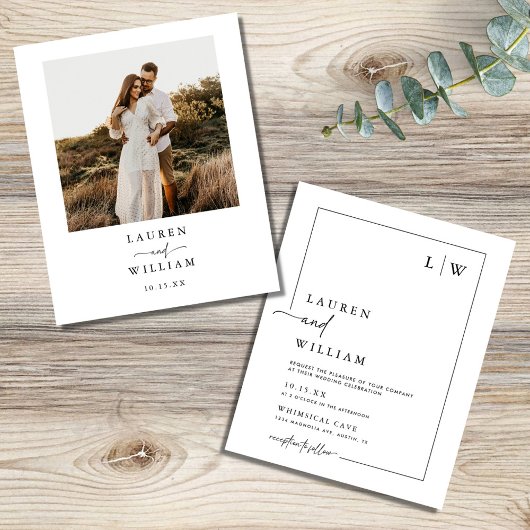Papier Faire-part de mariage photo du script Boho Budget