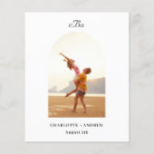 Papier faire-part de mariage photo en or rose monogramme (Dos)