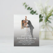 Papier faire-part de mariage photo en script simple moder (Debout devant)
