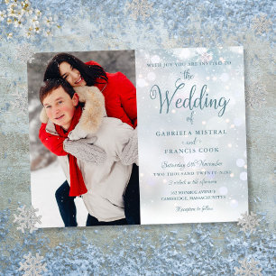 Papier Faire-part de mariage photo flocons de neige hiver
