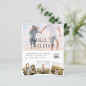 Papier Faire-part de mariage photo moderne blanc et noir  (Debout devant)