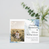 Papier Faire-part de mariage photo moderne Blue Hydrangea (Debout devant)
