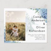 Papier Faire-part de mariage photo moderne Blue Hydrangea (Devant)