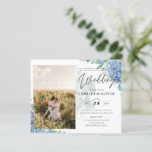 Papier Faire-part de mariage photo moderne Blue Hydrangea (Debout devant)