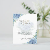 Papier Faire-part de mariage photo moderne Blue Hydrangea (Debout devant)