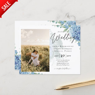 Papier Faire-part de mariage photo moderne Blue Hydrangea