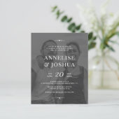 Papier Faire-part de mariage photo moderne en noir et bla (Debout devant)