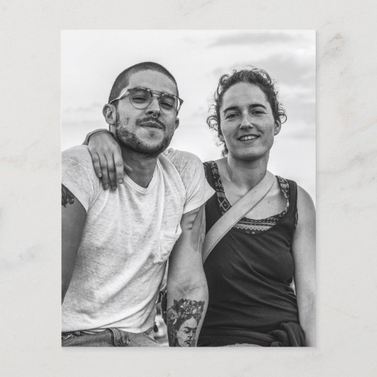 Papier Faire-part de mariage photo moderne en noir et bla (Dos)