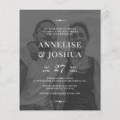 Papier Faire-part de mariage photo moderne en noir et bla (Devant)