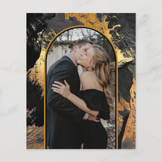 Papier Faire-part de mariage photo noir abstrait (Dos)