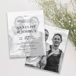 Papier Faire-part de mariage photo noir blanc moderne
