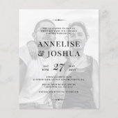 Papier Faire-part de mariage photo noir blanc moderne (Devant)