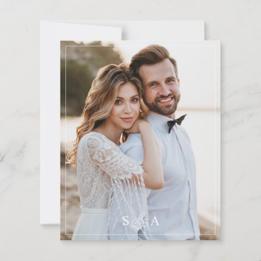 Papier Faire-part de mariage photo noir et blanc Budget (Dos)