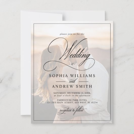 Papier Faire-part de mariage photo noir et blanc Budget (Devant)