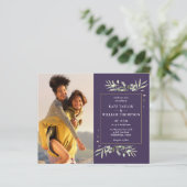 Papier Faire-part de mariage photo Purple Budget Greenery (Debout devant)