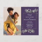 Papier Faire-part de mariage photo Purple Budget Greenery (Devant)