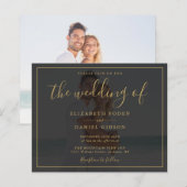 Papier Faire-part de mariage photo Script Budget Or (Devant / Derrière)