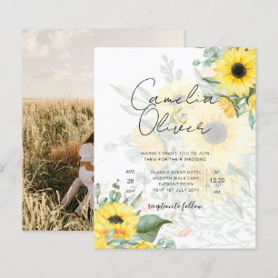 Papier Faire-part de mariage photo Sunflower moderne