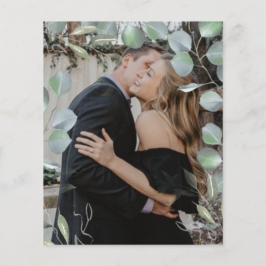 Papier Faire-part de mariage photo vert budget (Dos)