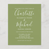 Papier Faire-part de mariage photo vert mousse Budget (Devant)