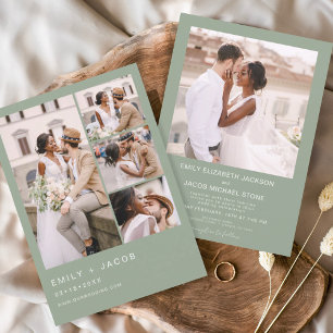 Papier Faire-part de mariage photo verte de Budget Sage