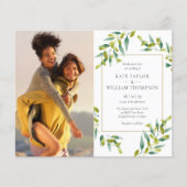 Papier Faire-part de mariage Photos Budget Vert (Devant)