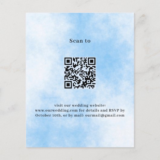 Papier Faire-part de mariage QR bleu lavande (Dos)