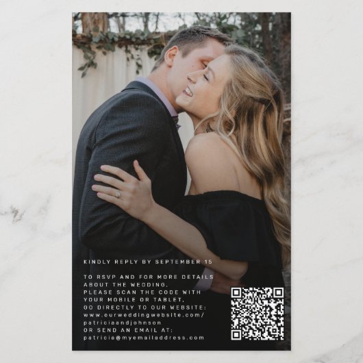 Papier Faire-part de mariage QR CODE de couverture photo  (Dos)