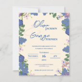 Papier Faire-part de mariage romantique violet et bleu (Devant)