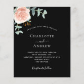 Papier Faire-part de mariage rose d'or noir à budget vert (Devant)