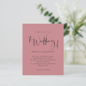 Papier Faire-part de mariage Rose Dusty du script budgéta (Debout devant)