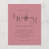 Papier Faire-part de mariage Rose Dusty du script budgéta (Devant)