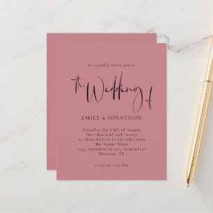 Papier Faire-part de mariage Rose Dusty du script budgéta
