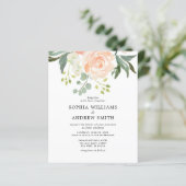Papier Faire-Part de Mariage Rose et Feuillage Budget (Debout devant)