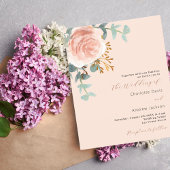 Papier faire-part de mariage rose or fleuri budget de pêc