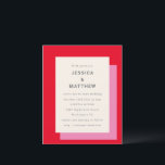 Papier Faire-part de mariage rouge rose gras géométrique<br><div class="desc">Budget Moderne Géométrique Gras Rose Rouge élégant Faire-part de mariage</div>