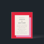 Papier Faire-part de mariage rouge rose gras géométrique<br><div class="desc">Budget Moderne Géométrique Gras Rose Rouge élégant Faire-part de mariage</div>