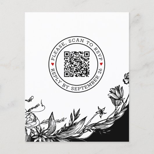 Papier FAIRE-PART DE MARIAGE RSVP QR noir blanc BUDGET (Dos)