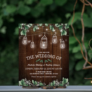 Papier Faire-part de mariage rustique avec pot de verdure