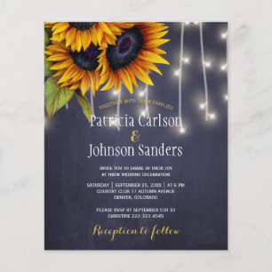 Papier Faire-part de mariage rustique avec tournesol et t