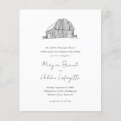 Papier Faire-part de mariage rustique Budget Barn Sketch (Devant)