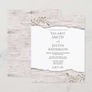 Papier Faire-part de mariage rustique en bois de bouleau