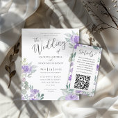 Papier Faire-Part de Mariage Rustique Eucalyptus Violet à